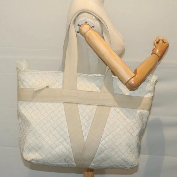 BOTTEGAVENETA INTRECCIATO Scorpito Tote Bag Leather White Auth ep3175